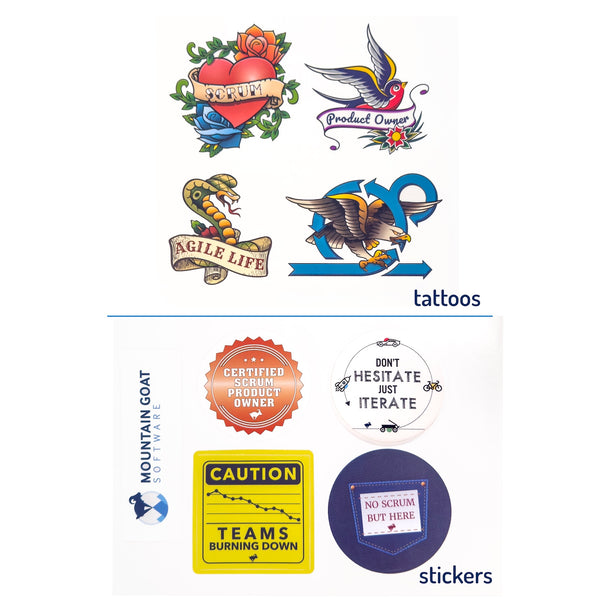 Scrum Product Owner Temporary Tattoo and Sticker Bundle