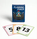 Planning Poker cards with a blue box labeled 'Planning Poker' on a white background